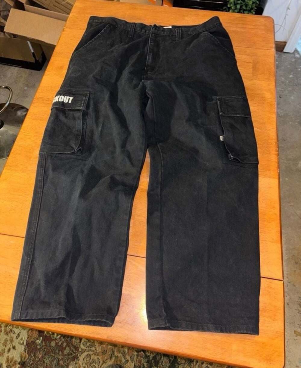 Knockout Vintage Cargo Pants Black Size 42